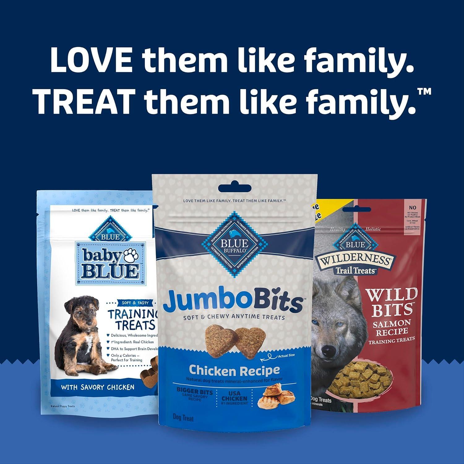 imageBlue Buffalo Jumbo Bits Soft amp Chewy Anytime Treats Chicken Recipe Natural Dog Treats Mineral Enhanced for Flavor 4 oz BagChicken