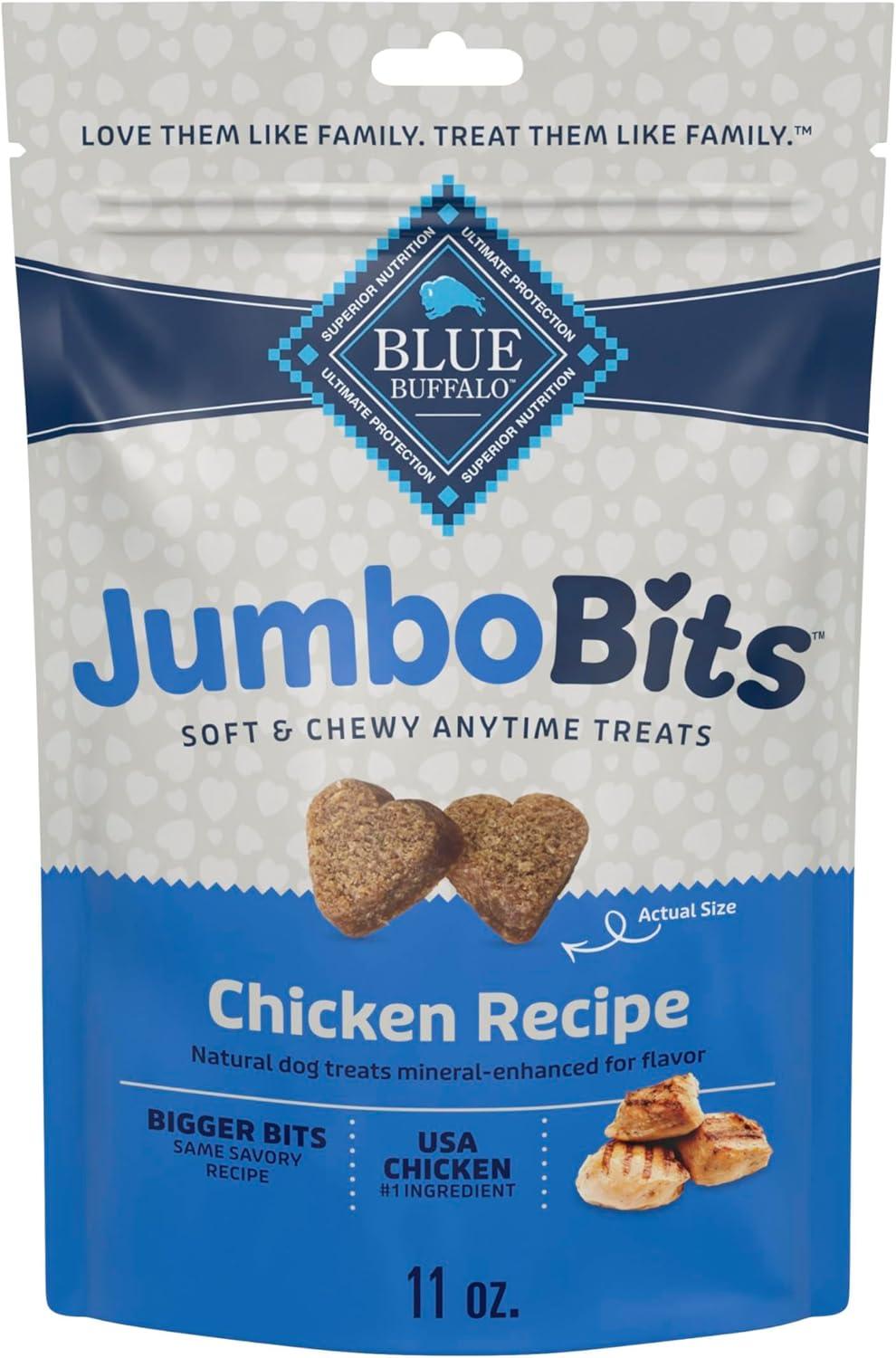 imageBlue Buffalo Jumbo Bits Soft amp Chewy Anytime Treats Chicken Recipe Natural Dog Treats Mineral Enhanced for Flavor 4 oz BagChicken