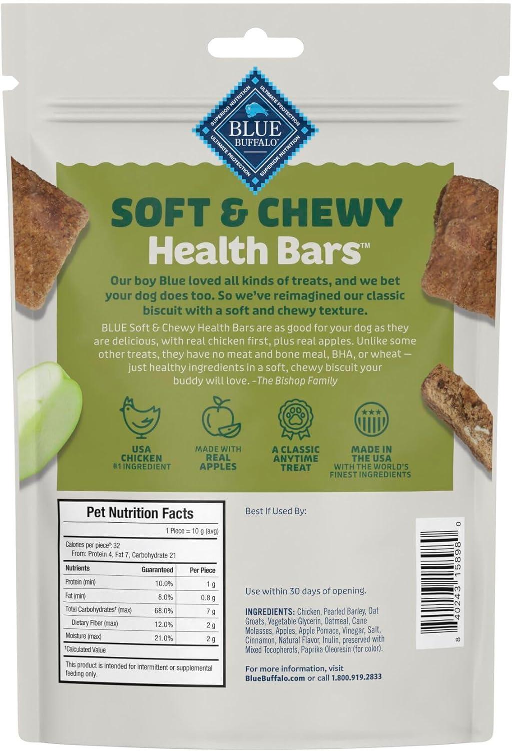 imageBlue Buffalo Soft amp Chewy Health Bars Baked with Real Chicken amp Coconut Natural Dog Treats MineralEnhanced for Flavor 9 oz BagChicken Apples