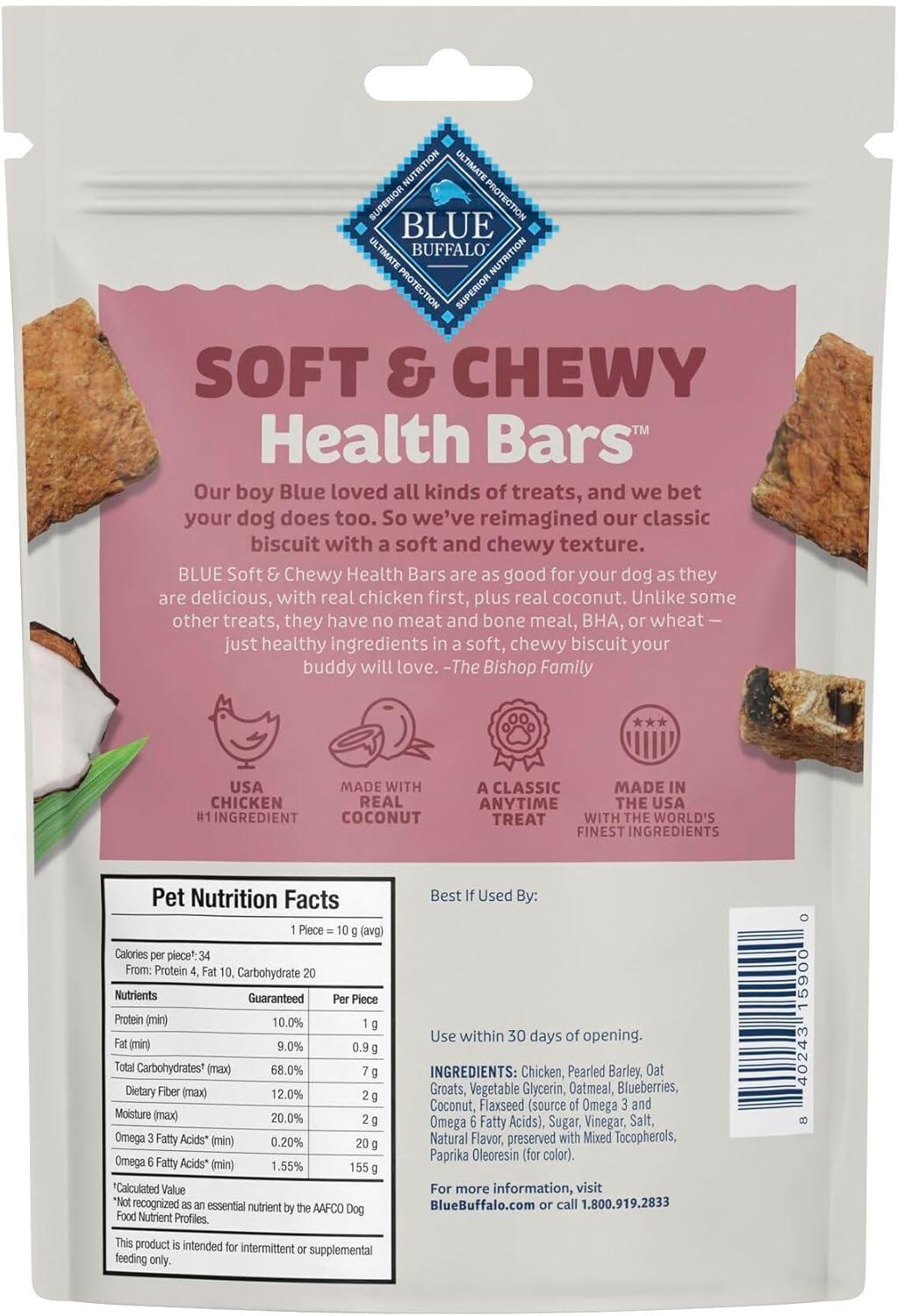 imageBlue Buffalo Soft amp Chewy Health Bars Baked with Real Chicken amp Coconut Natural Dog Treats MineralEnhanced for Flavor 9 oz BagChicken Coconut