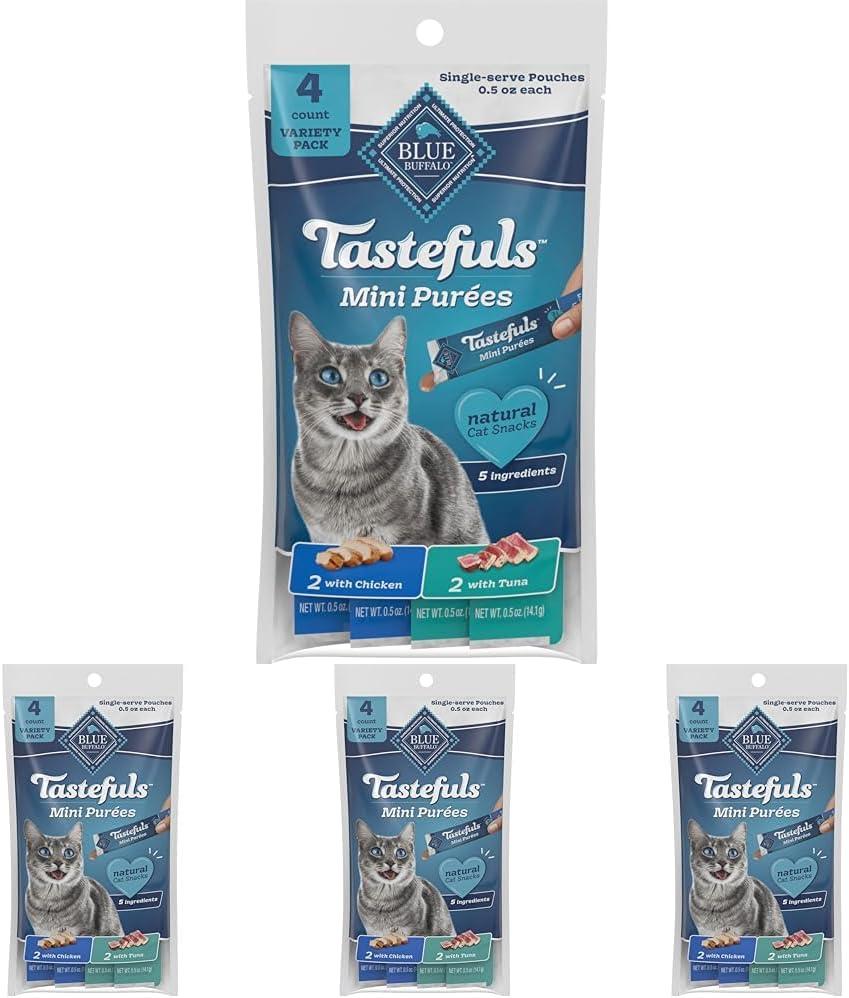 imageBlue Buffalo Tastefuls Mini Pures Natural Cat Treats Chicken and Tuna Variety Pack 05 oz Single Servings 4CountVariety Pack Chicken Tuna