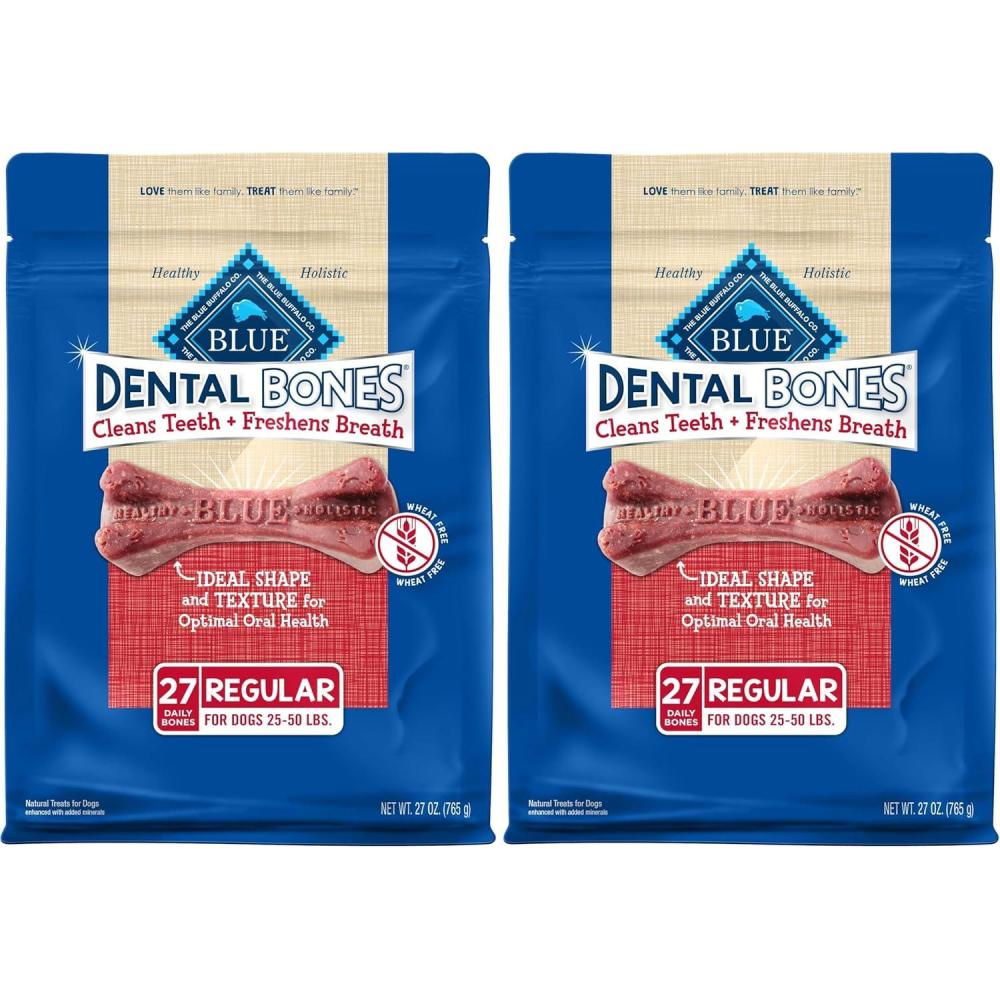 imageBlue Buffalo Dental Bones Regular Natural Dental Chew Dog Treats Bag Value Pack169 Pound Pack of 2