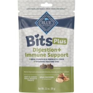 Blue Buffalo Blue Bits Plus Mobility and Immune Support Daily Benefit Dog Treats, Soft & Chewy Beef Morsels, 3.5-oz. Bag(Chicken and Pumpkin)