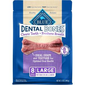 Blue Buffalo Dental Bones Large Natural Dental Chew Dog Treats Bag(12 Ounce (Pack of 1))