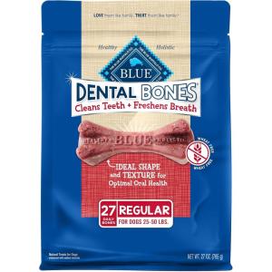 Blue Buffalo Dental Bones Regular Natural Dental Chew Dog Treats Bag Value Pack(1.69 Pound (Pack of 1))