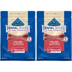 Blue Buffalo Dental Bones Regular Natural Dental Chew Dog Treats Bag Value Pack(1.69 Pound (Pack of 2))