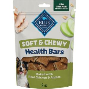 Blue Buffalo Soft & Chewy Health Bars, Baked with Real Chicken & Coconut, Natural Dog Treats Mineral-Enhanced for Flavor, 9 oz. Bag(Chicken & Apples)