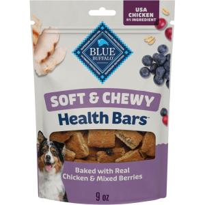 Blue Buffalo Soft & Chewy Health Bars, Baked with Real Chicken & Coconut, Natural Dog Treats Mineral-Enhanced for Flavor, 9 oz. Bag(Chicken & Mixed Berries)