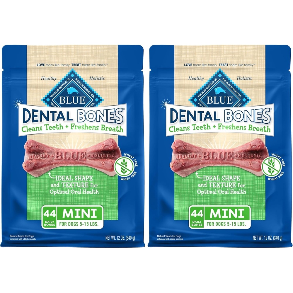 image:imageBlue Buffalo Dental Bones Mini Natural Dental Chew Dog Treats Bag12oz BagPack of 212 Ounce Pack of 2