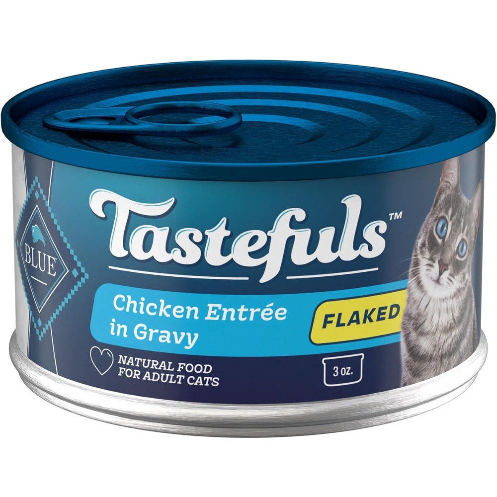 image:imageBlue Buffalo Tastefuls Natural Flaked Wet Cat FoodChicken Entre in Gravy 3oz cansPack of 48Chicken