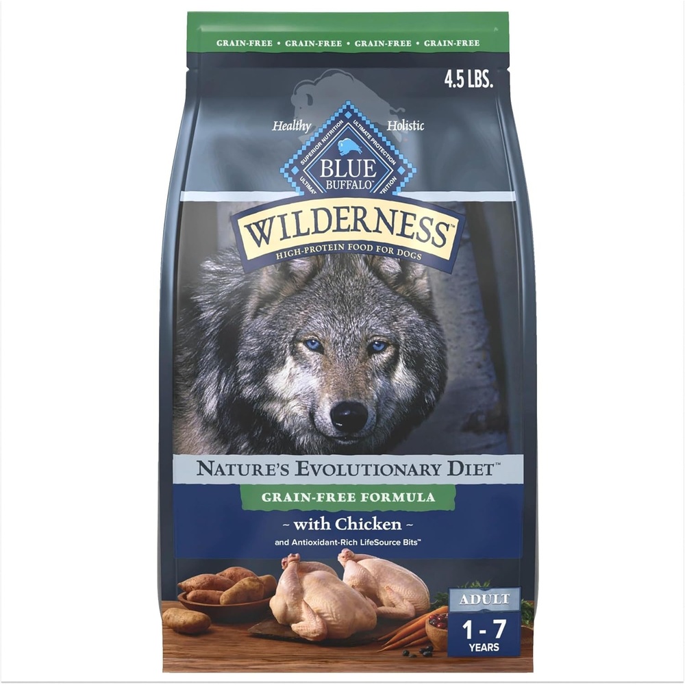 image:imageBlue Buffalo Wilderness Adult HighProtein Dry Dog Food with Real Chicken GrainFree Made in the USA with Natural Ingredients Chicken 45lb Bag Pack of 2Chicken  Grain Free