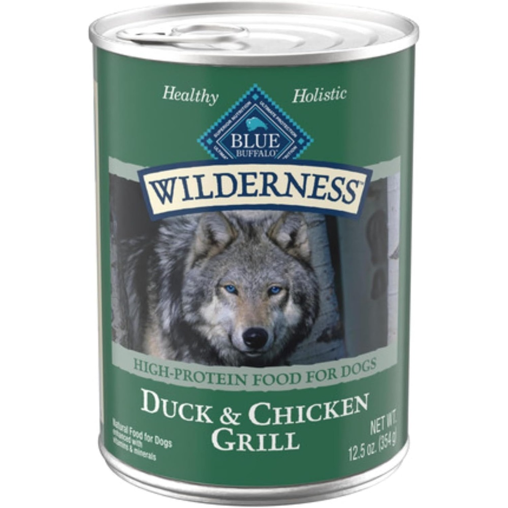 image:imageBlue Buffalo Wilderness Adult Wet Dog FoodHighProtein amp GrainFreeMade with Natural IngredientsSalmon amp Chicken Grill125oz CansPack of 24Duck and Chicken