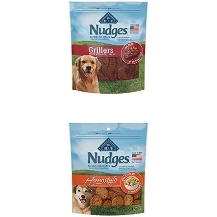 image:imageBundle of Blue Buffalo Nudges Grillers Natural Dog Treats Steak 36oz Bag  Blue Buffalo Nudges Homestyle Natural Dog Treats Chicken 16oz Bag