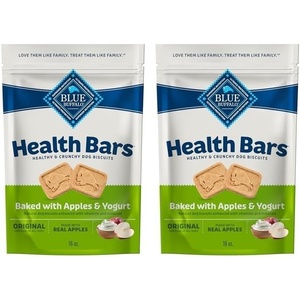 Blue Buffalo Health Bars Bacon, Egg & Cheese Crunchy Dog Biscuits, Oven-Baked with Real Bacon & Natural Ingredients, Healthy Dog Treats with No Artificial Flavors or Preservatives, 16 oz. (Pack of 4)(Apple & Yogurt)