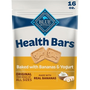 Blue Buffalo Health Bars Bacon, Egg & Cheese Crunchy Dog Biscuits, Oven-Baked with Real Bacon & Natural Ingredients, Healthy Dog Treats with No Artificial Flavors or Preservatives, 16 oz. (Pack of 4)(Banana & Yogurt)