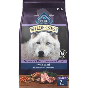 Blue Buffalo Wilderness 31 g Protein, Meat Rich Natural Dry Senior Dog Food, Lamb, Chicken-Free Formula, 13lb Bag(Lamb  Chicken-Free)