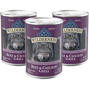 Blue Buffalo Wilderness Adult Wet Dog Food,High-Protein & Grain-Free,Made with Natural Ingredients,Salmon & Chicken Grill,12.5-oz. Cans,(Pack of 24)(Beef and Chicken)