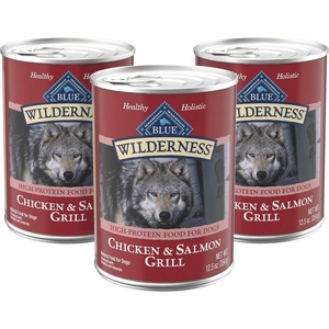 Blue Buffalo Wilderness Adult Wet Dog Food,High-Protein & Grain-Free,Made with Natural Ingredients,Salmon & Chicken Grill,12.5-oz. Cans,(Pack of 24)(Salmon and Chicken)