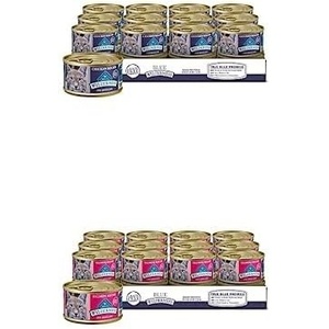 Blue Buffalo Wilderness High Protein Grain Free, Natural Adult Pate Wet Cat Food, Chicken 3-oz cans (Pack of 24) + Adult Pate Wet Cat Food, Salmon 3-oz cans (Pack of 24)
