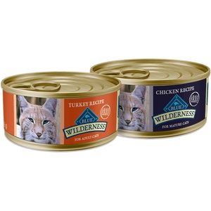 Blue Buffalo Wilderness High Protein Grain Free Senior Wet Cat Bundle, Chicken & Turkey